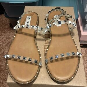 Clear studded sandals